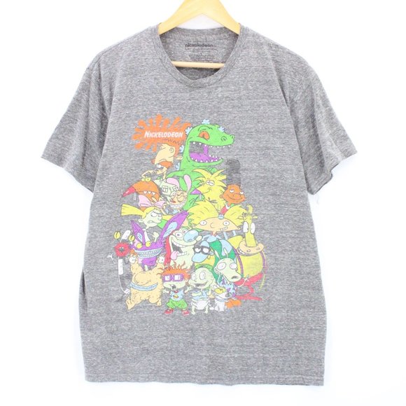 Nickelodeon Other - Vintage Nickelodeon T-Shirt Men's Gray Short Sleeve 90's Cartoons Characters L